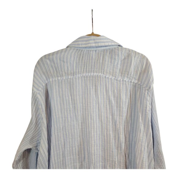 Old Navy Striped Crinkled Oversized Boyfriend Fit Button-front Shirt Women's 2X - Picture 7 of 8
